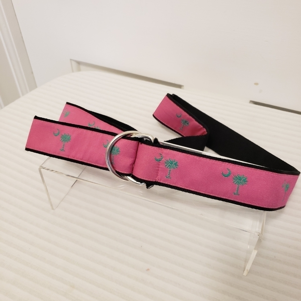 Toe Goz Fabric Adjustable Belt Size Medium, Palm Tree Print, Preppy, Golf Casual